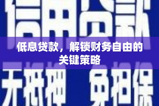 离石低息贷款，解锁财务自由的关键策略